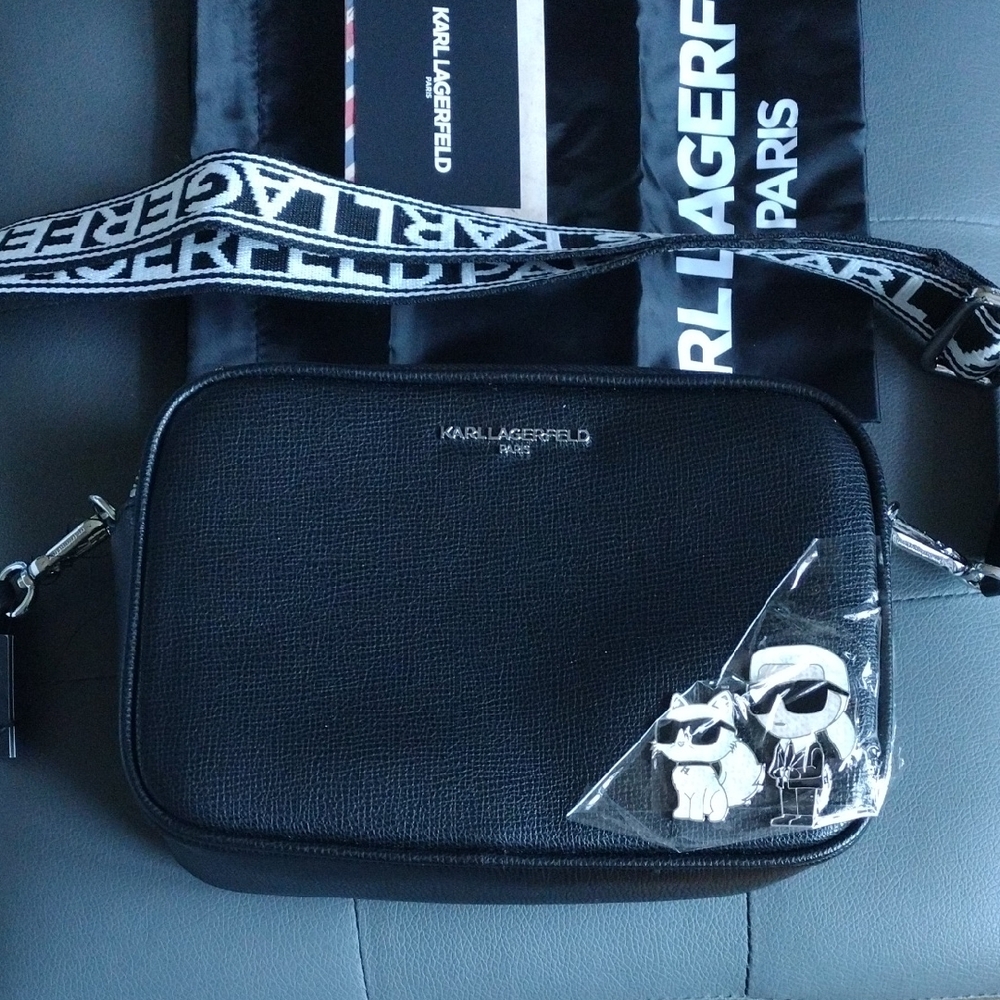 Karl Lagerfeld Black Belt Bag with Iconic Details